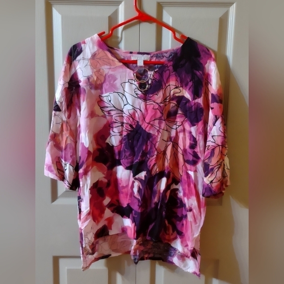 Dana Buchman Size Medium woman Long Sleeve Blouse Shirt Top - Picture 3 of 6